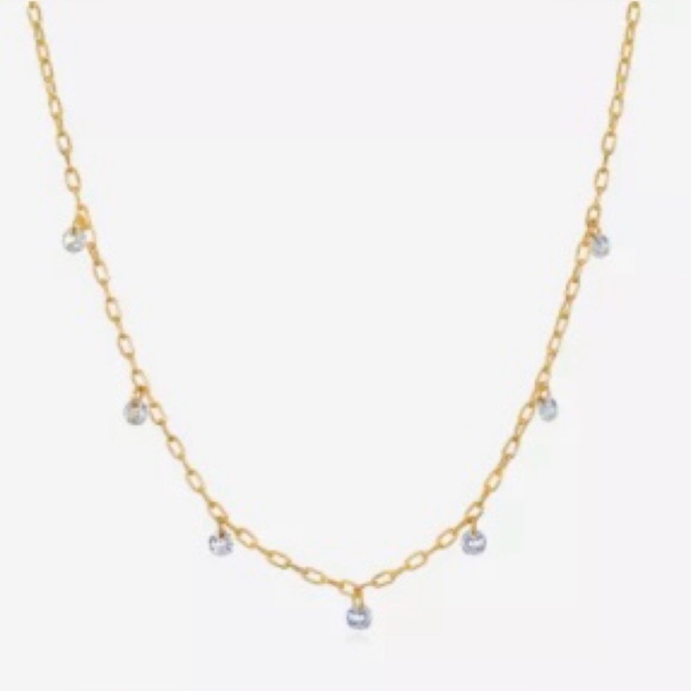Bijoux Bar Link Chain Necklace Size 16 in Color Gold Rhinestone